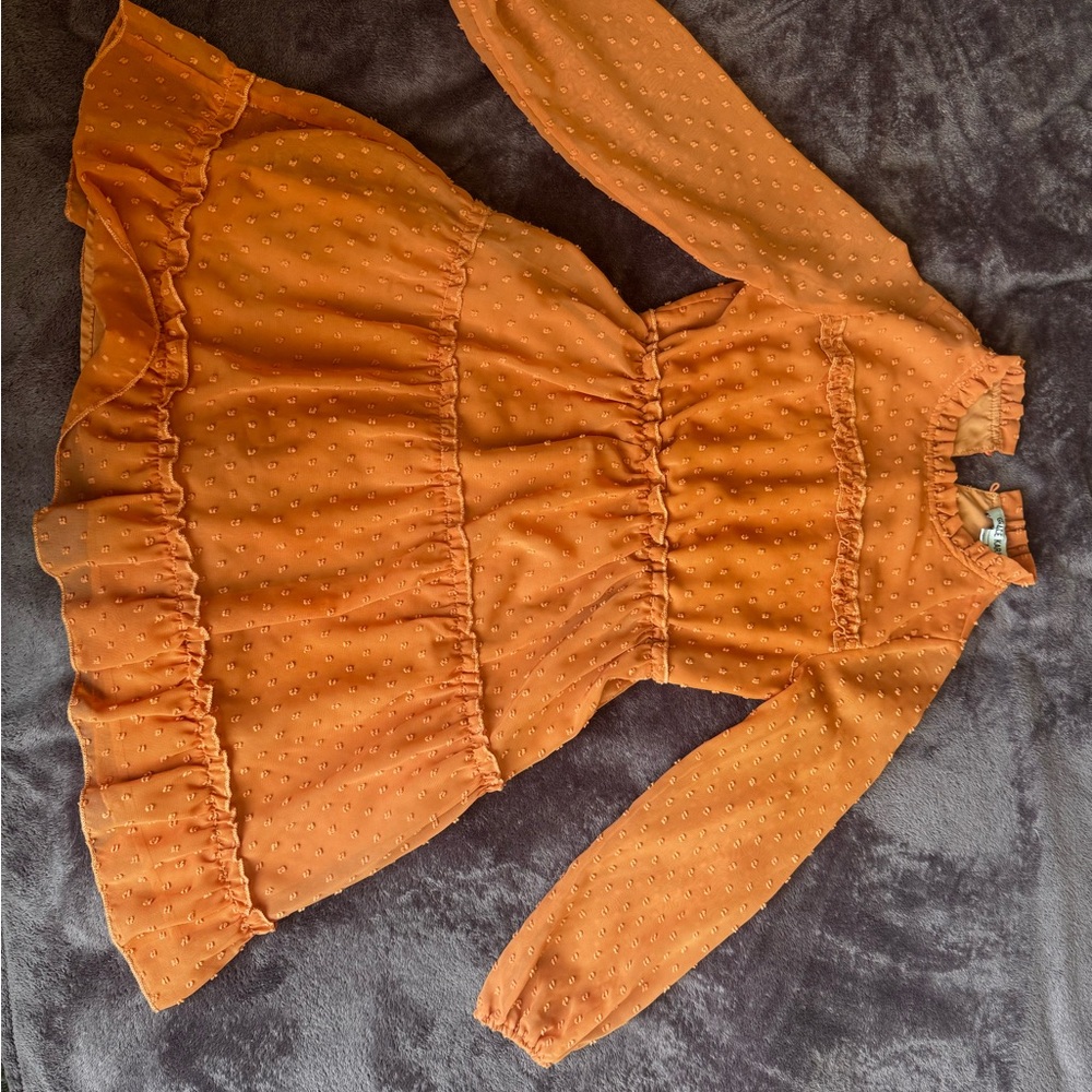 Grace Karin Vibrant Orange Ruffle Dress